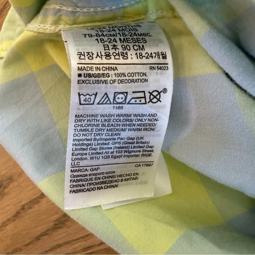 GAP Kids Toddler Plaid Short Sleeve Shirt Size 18-24 Months